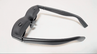 ARグラスのフレームの上にあるつまみで度数を調整