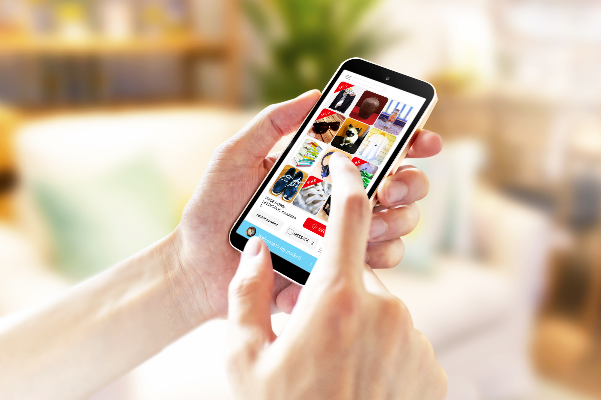 フリマアプリでチャイルドシートを探すイメージ