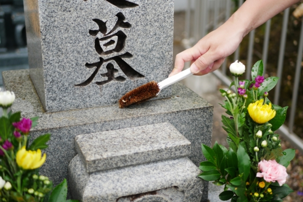 ブラシで掃除する様子
