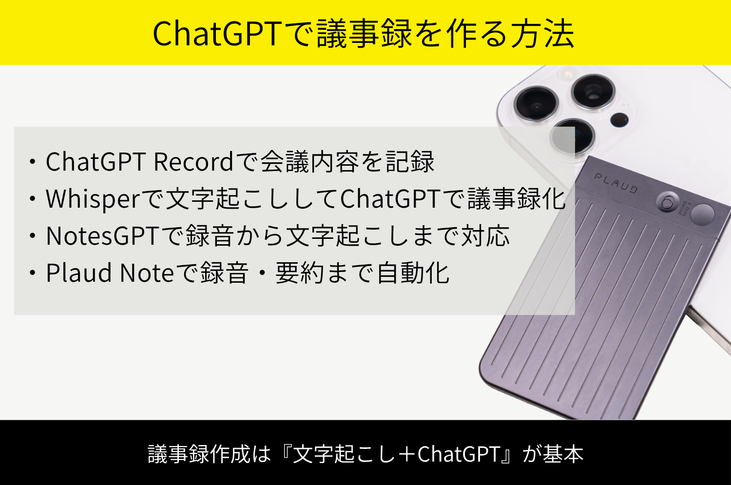 ChatGPTで文字起こし・議事録を作成する方法のイメージ