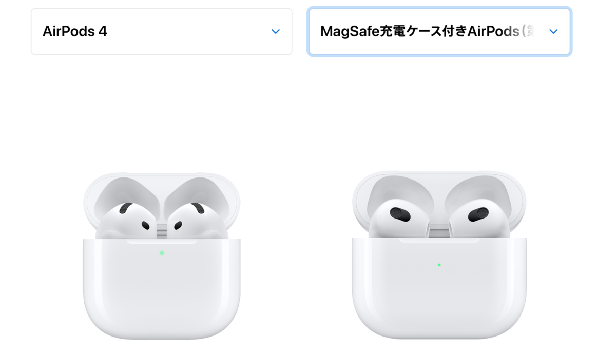 AirPods 4とAirPods 3のスペック比較表